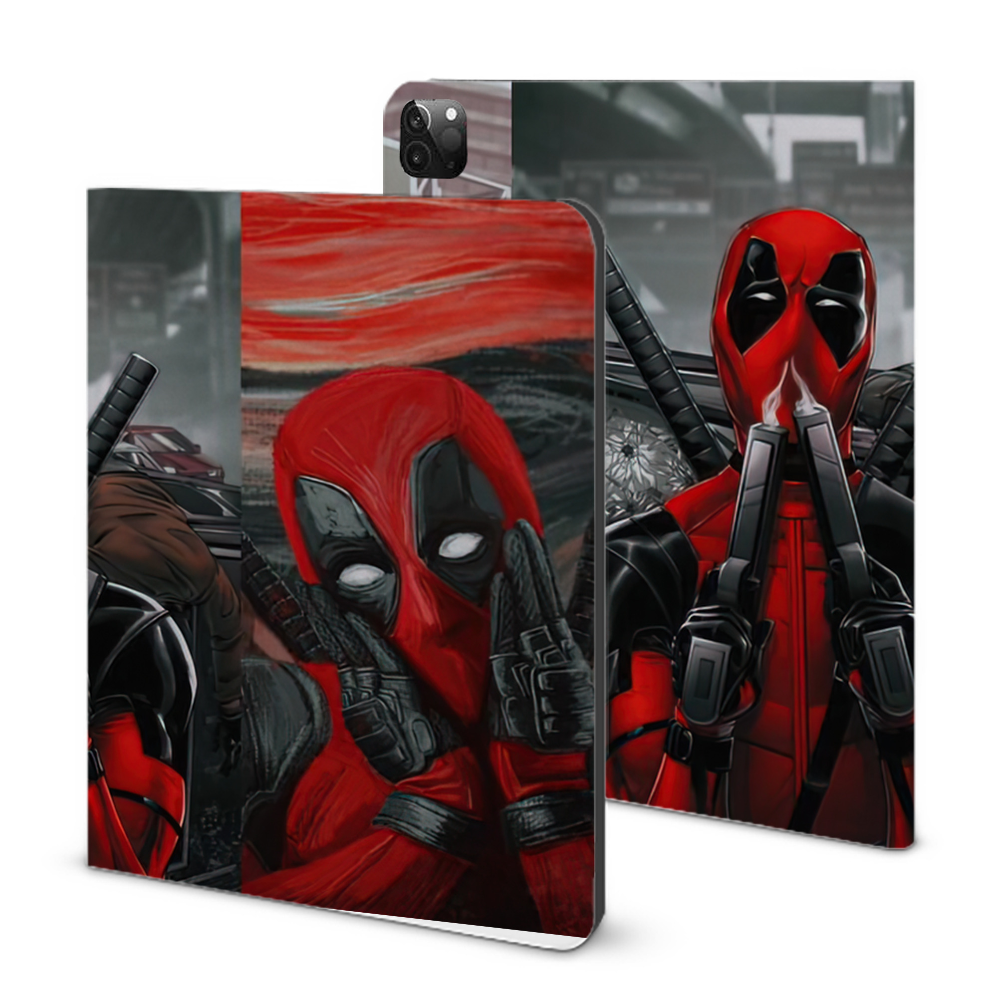 （画像用） Deadpool デッドプール IPadケース ペンホルダー付き ブックスタイルデザイン
